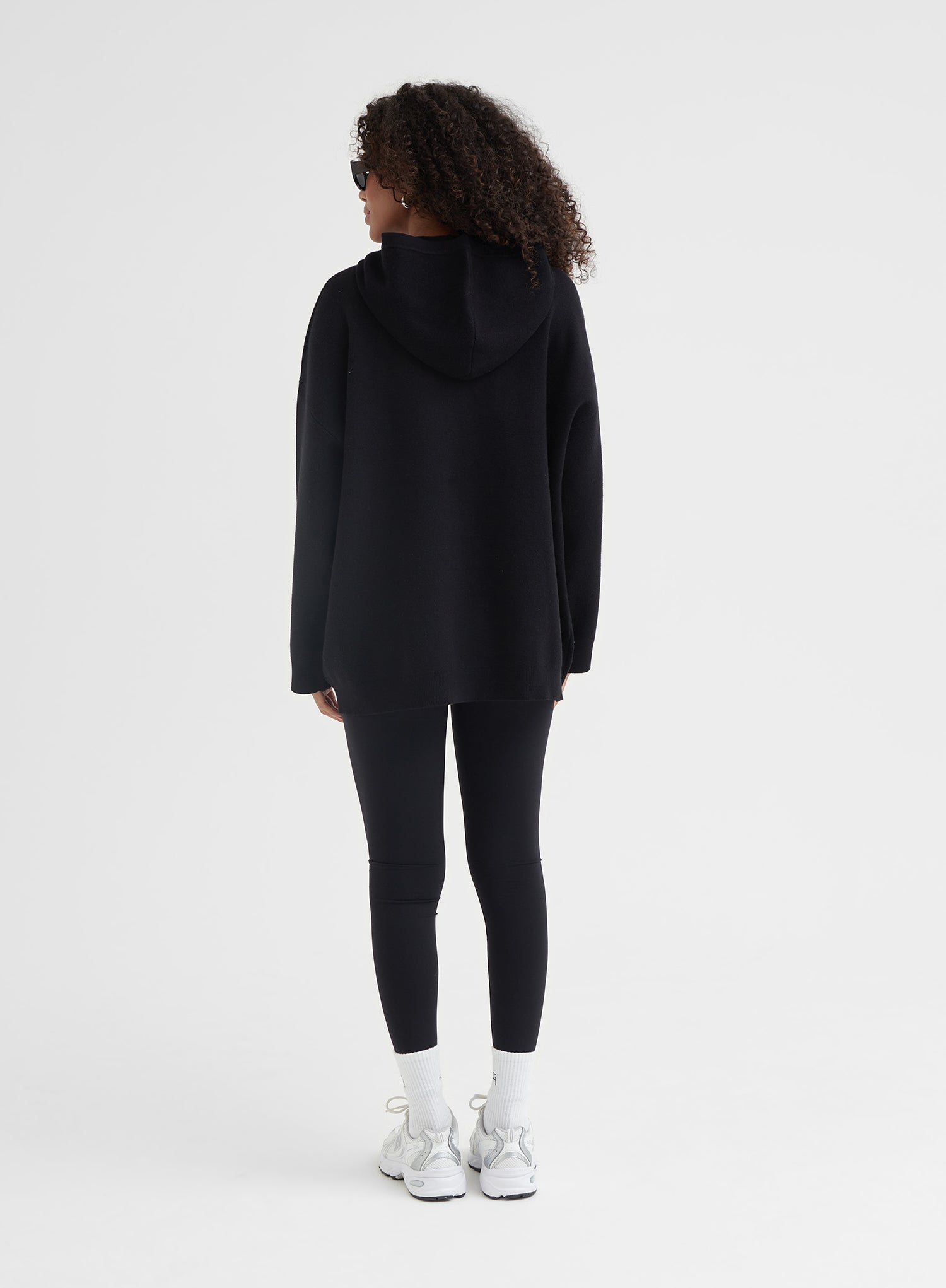 Black Oversized Fourth Knitted Hoodie